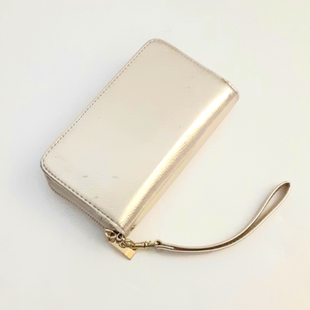 Gold faux leather wallet